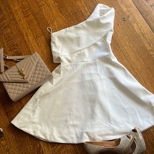 Elizabeth and James one shoulder dress